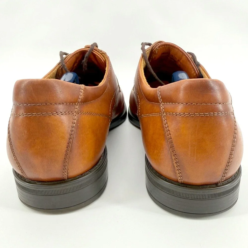 Florsheim Midtown Oxford Men 9.5D Cognac Brown Leather Cap Toe Comfortech Ortho